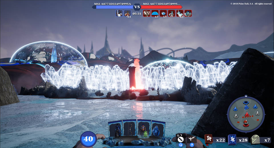 Slide 4: An ice wall dividing the battlefield in two. On the front of the ice wall a offensive Soul Well (red flame)